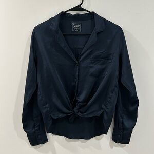 Abercrombie & Fitch Navy Blue Women's Silk Top